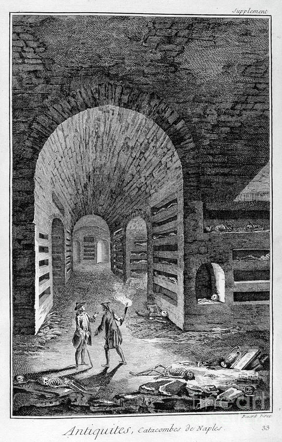 Catacombs Of Naples, 1751-1777. Artist Drawing by Print Collector