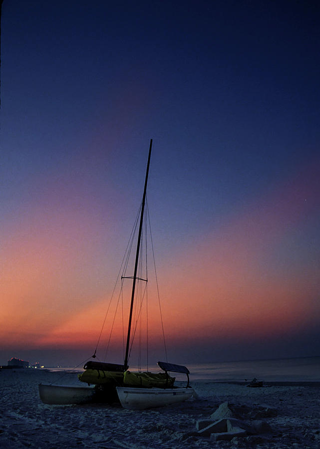 Catamaran on a Beach at Sunrise Photograph by James C Richardson