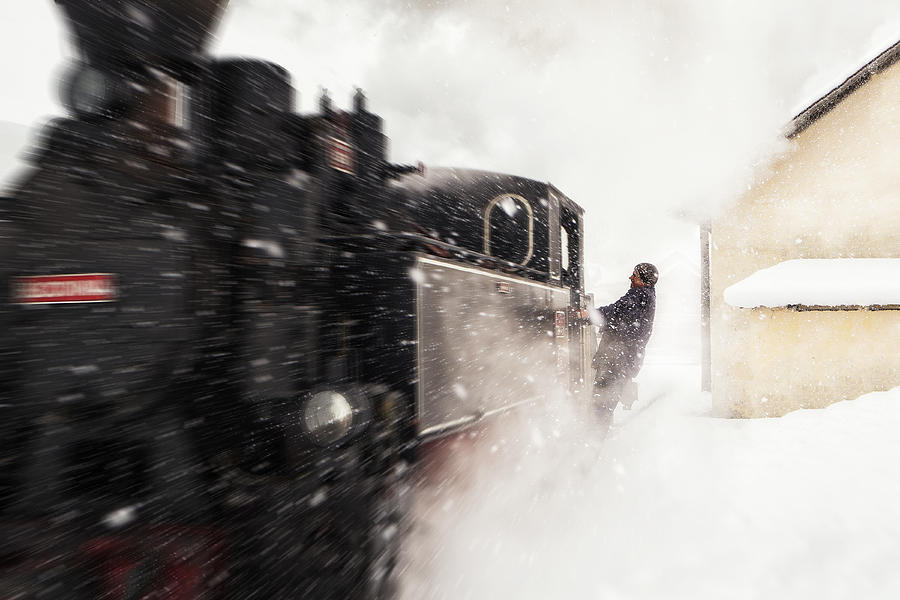 Winter Photograph - Catching The Train by Marius Cintez?