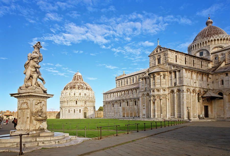 Cathedral And Baptistery Pisa Italy Photograph
