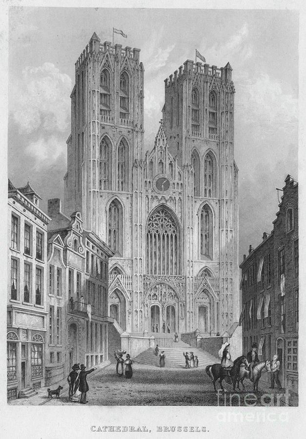Cathedral, Brussels, 1850 Drawing by Print Collector