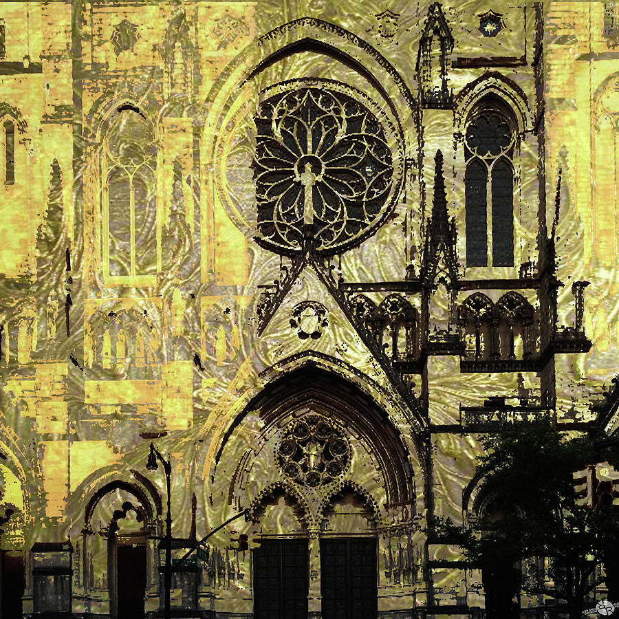Brick Painting - Cathedral New York by Tony Rubino