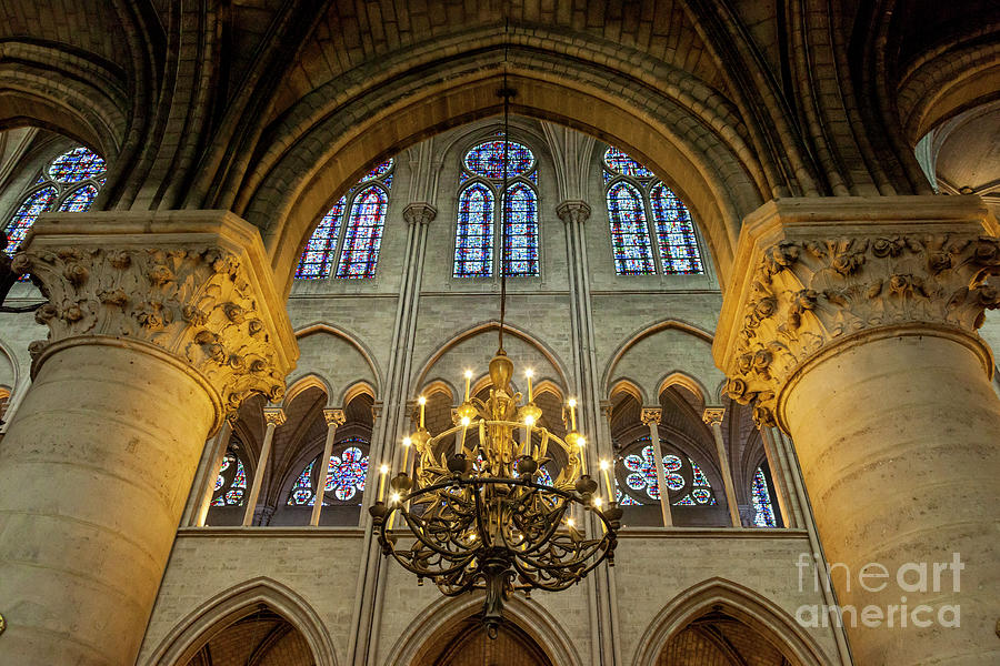 Cathedral Notre Dame Chandelier Photograph by Brian Jannsen