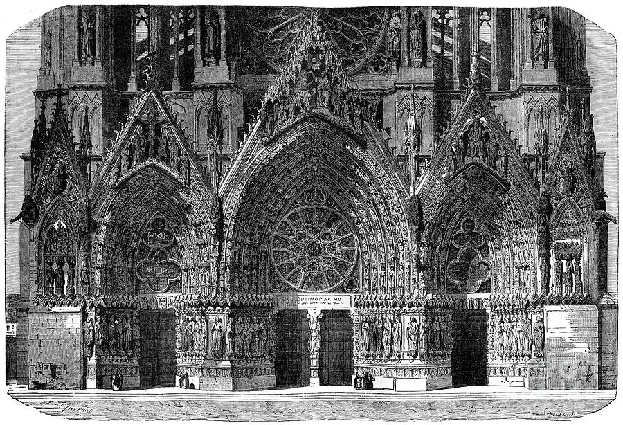 Cathedral Of Notre-dame, Reims, France Drawing by Print Collector