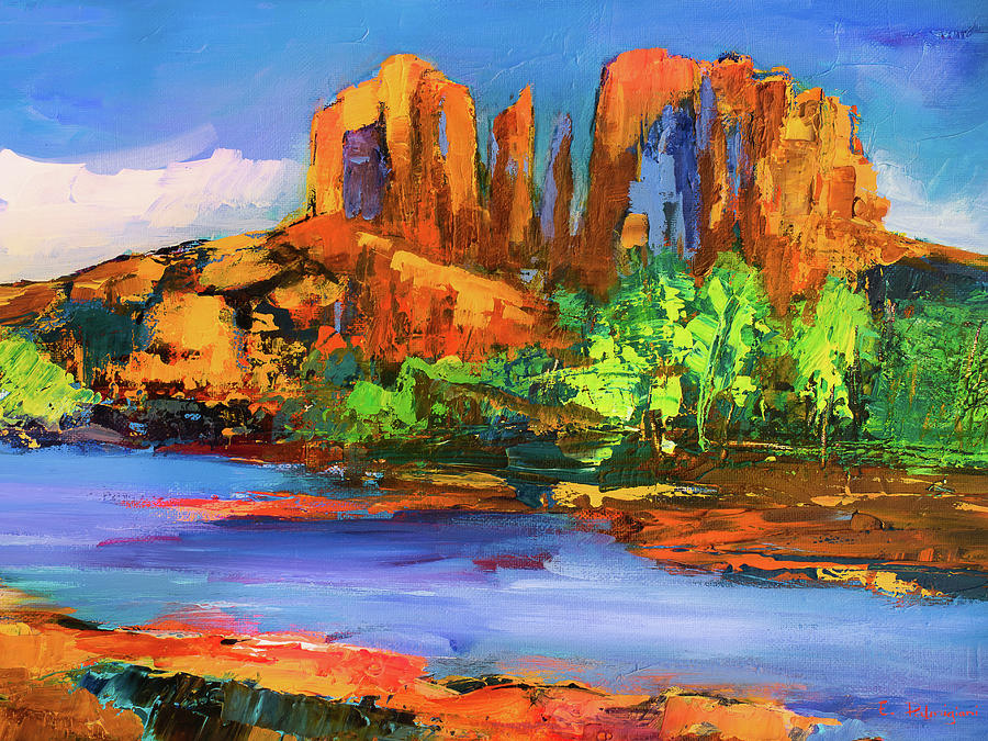 Cathedral Rock Afternoon - Sedona Painting by Elise Palmigiani