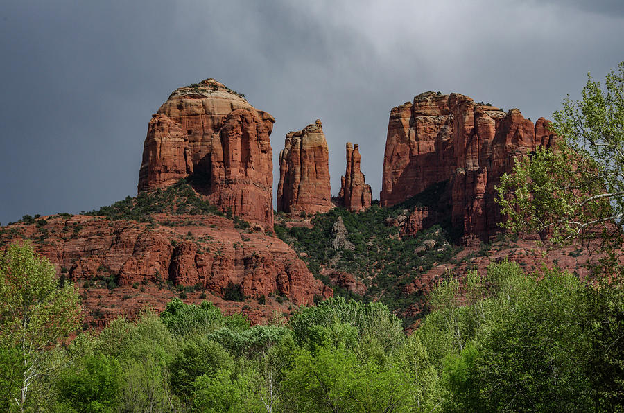 Cathedral Rock against Clouds Photograph by Douglas Wielfaert