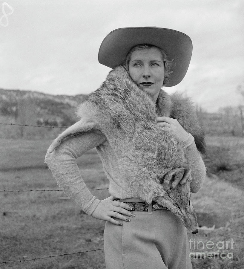 Catherine Dale Owen Davis Wearing Fur Photograph by Bettmann