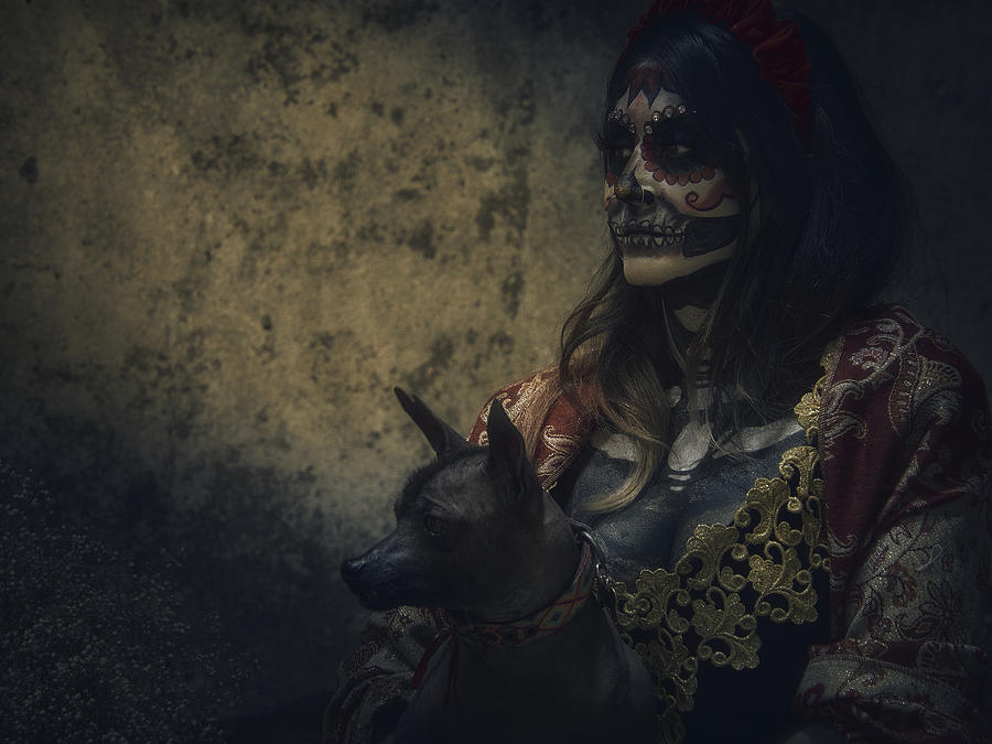 Halloween Photograph - Catrina And The Sacred Dog by Ignacio Arcas