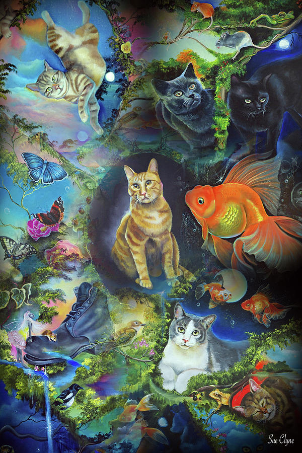 Cat Painting - Cats Day Dreaming by Sue Clyne
