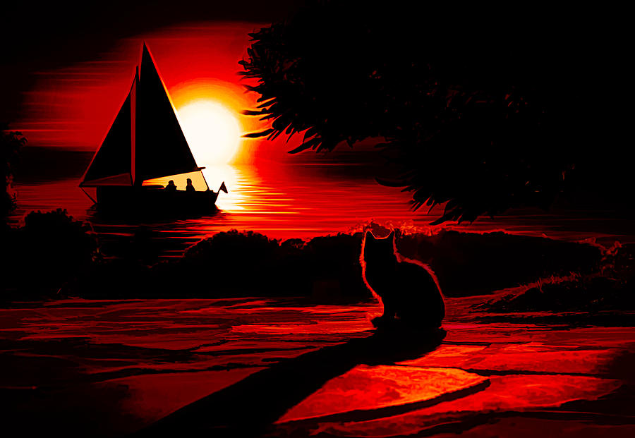 Cat Digital Art - Cats Dream by Jasmina Seidl Cat Digital Art - Cats Dream by Jasmina Seidl
