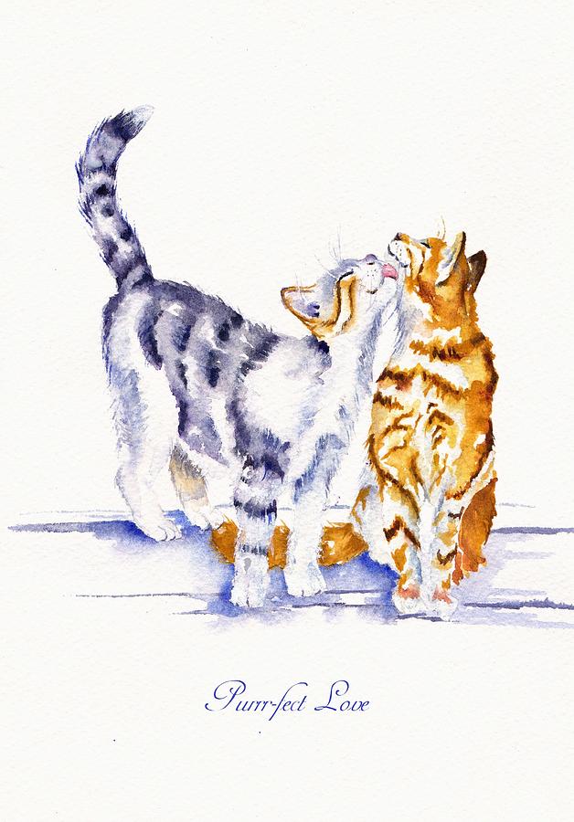 Cats in Love Painting by Debra Hall
