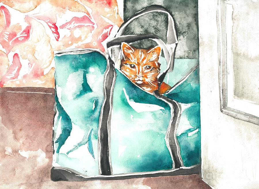 Cats in the Bag Painting by Norah Daily