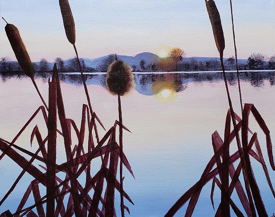 Cattail Sunrise Painting by Alexis King-Glandon