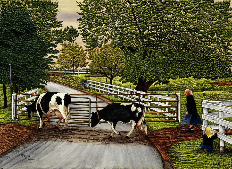 Cattle Crossing Painting by Thelma Winter