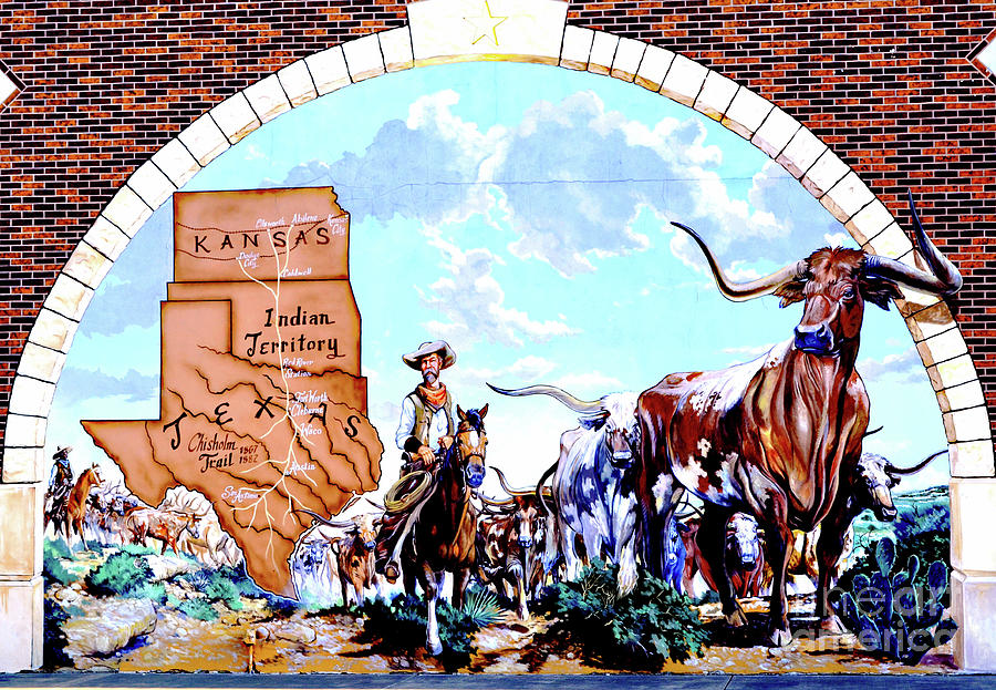 Mural - Cattle Drive Digital Art by Linda Cox