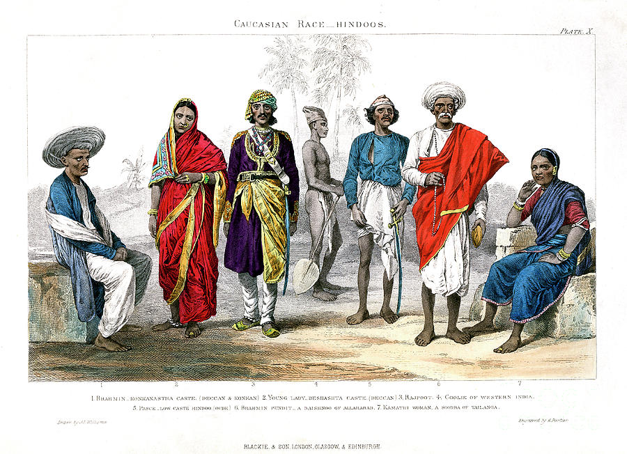 Caucasian Race, Hindus Drawing by Print Collector
