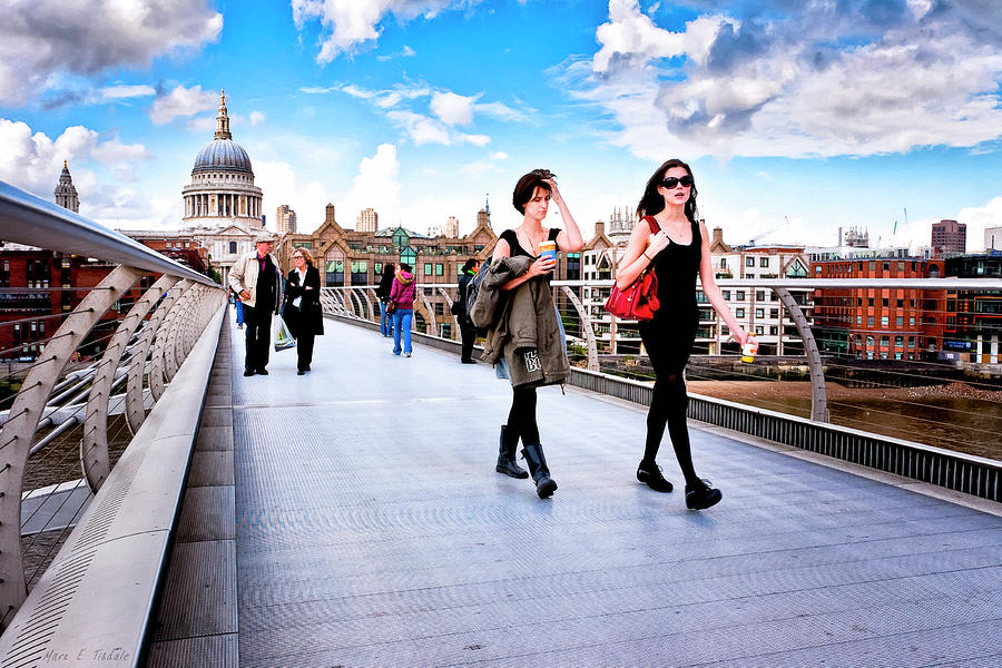 London Photograph - Caught in a Moment on London Millennium Bridge by Mark E Tisdale