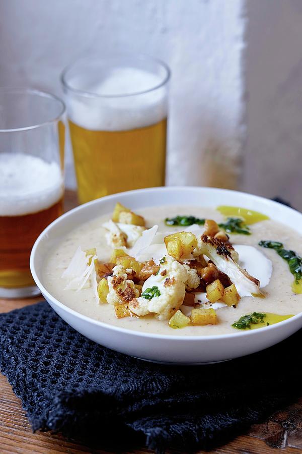 Cauliflower And Bean Soup With Beer Photograph by Misha Vetter