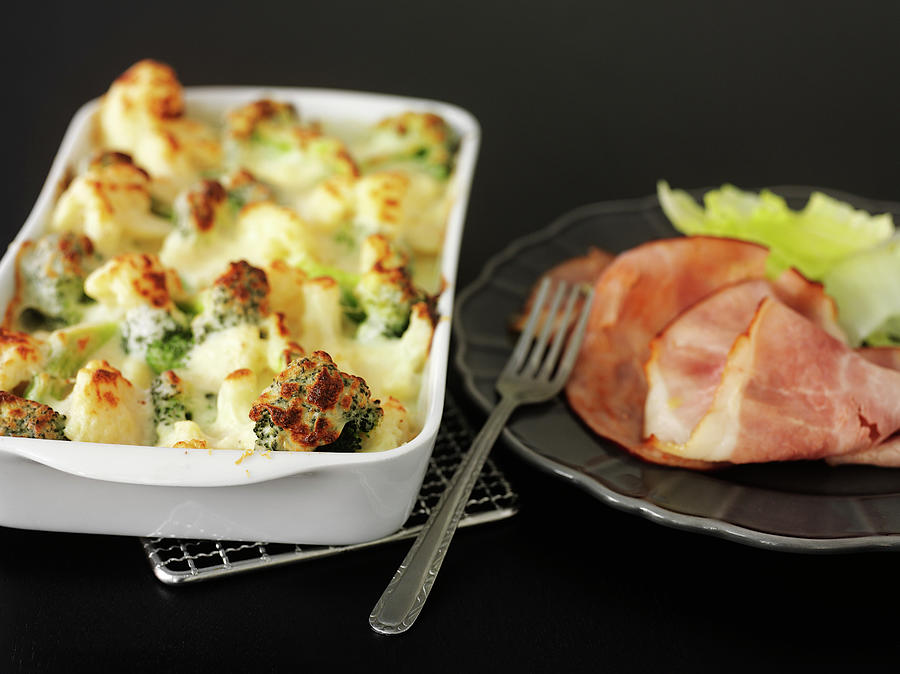 Cauliflower And Broccoli Bake With Cooked Ham Photograph by Pepe Nilsson