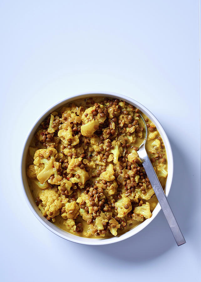 Cauliflower And Lentil Curry With Coconut Milk Photograph by Great Stock!