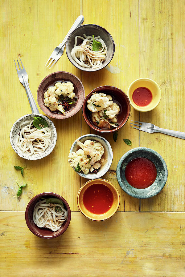 Cauliflower, Roasted Ginger Marinade And Udon Noodles Photograph by Thorsten Stockfood Studios / Suedfels