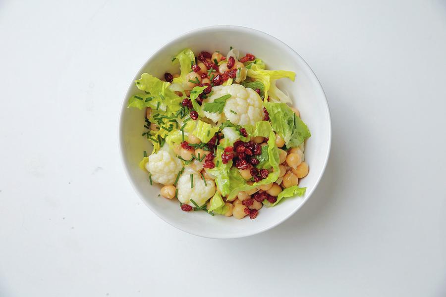 Cauliflower Salad With Chickpeas, Cos Lettuce And Barberries Photograph by Jalag / Stefan Bleschke