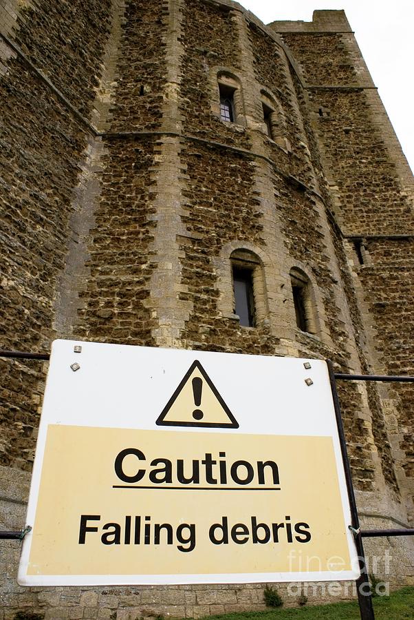Caution Falling Debris Sign Photograph by Mark Williamson/science Photo Library