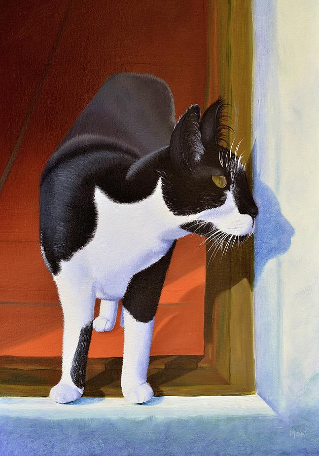 Cat Painting - Cautious Curiosity by Firefly Soul Art