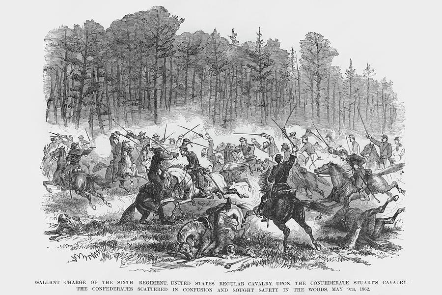 Cavalry Engagement with JEB Stuart Painting by Frank Leslie - Fine Art ...