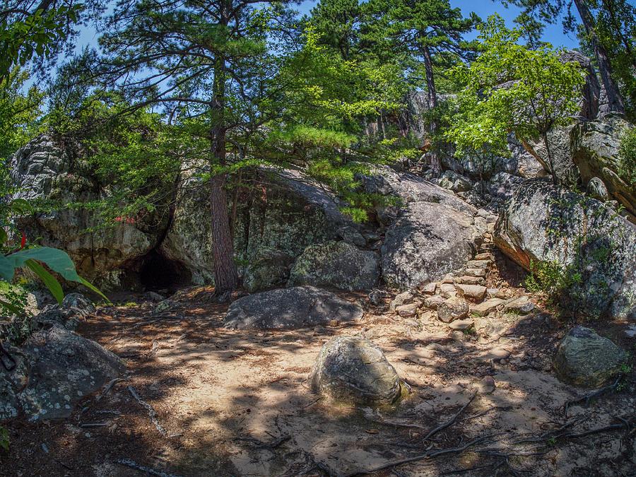 Cave Boulders Trees Steps  Photograph by Buck Buchanan