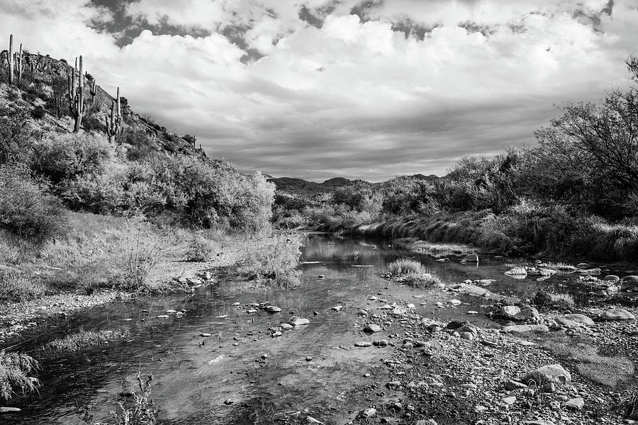 Cave Creek on a Cloudy Day - BW by Juliana Swenson Cave Creek on a Cloudy Day - BW by Juliana Swenson