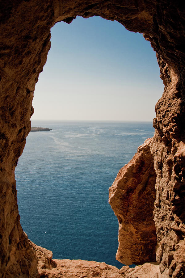 Cave With Seascape In Menorca Photograph by Artur Debat