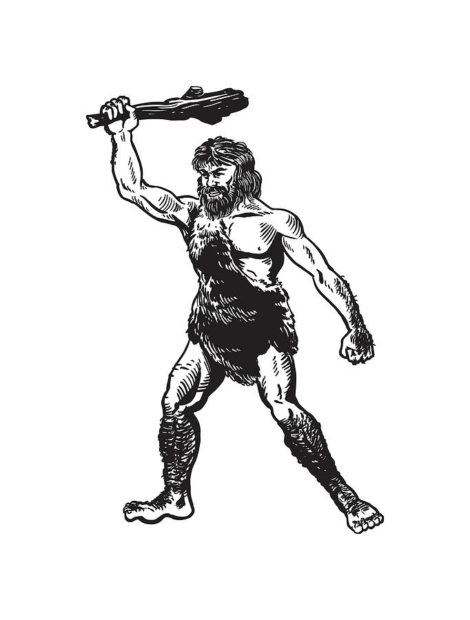 Caveman with a Club Drawing by CSA Images Pixels