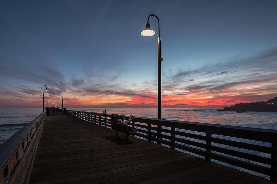 Cayucos Pier Sunset Photograph by Mike Long