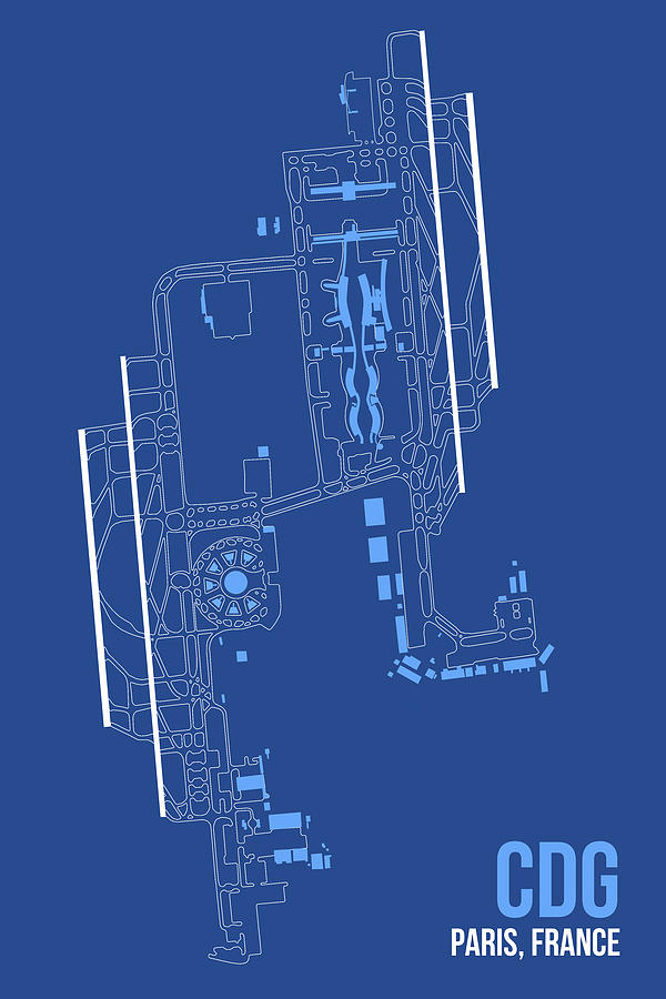 Typography Digital Art - Cdg Airport Layout by O8 Left
