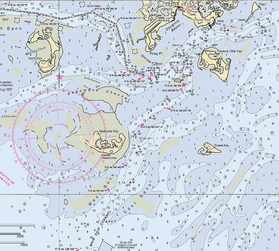 Cedar Keysflorida Nautical Chart Mixed Media by Sea Koast Pixels