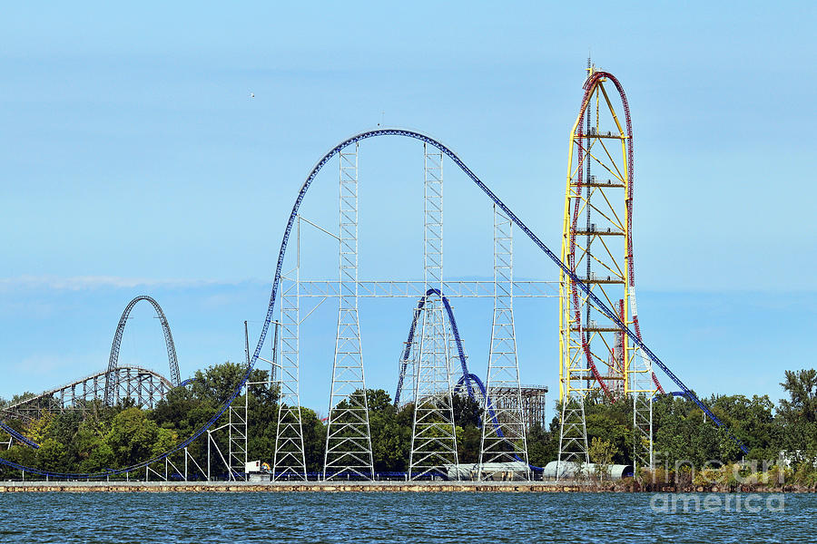 Cedar Point Millennium Force and  Top Trill Dragster 0458 Photograph by Jack Schultz