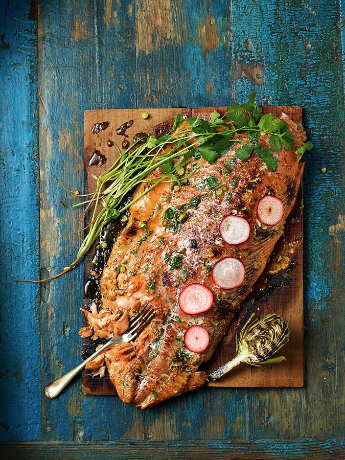 Cedar Wood-grilled Salmon Photograph by Great Stock!