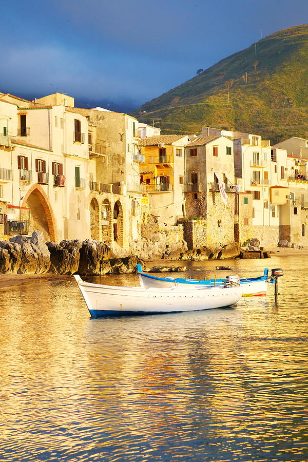 Landscape Photograph - Cefalu Medieval Houses On The Seashore by Jan Wlodarczyk