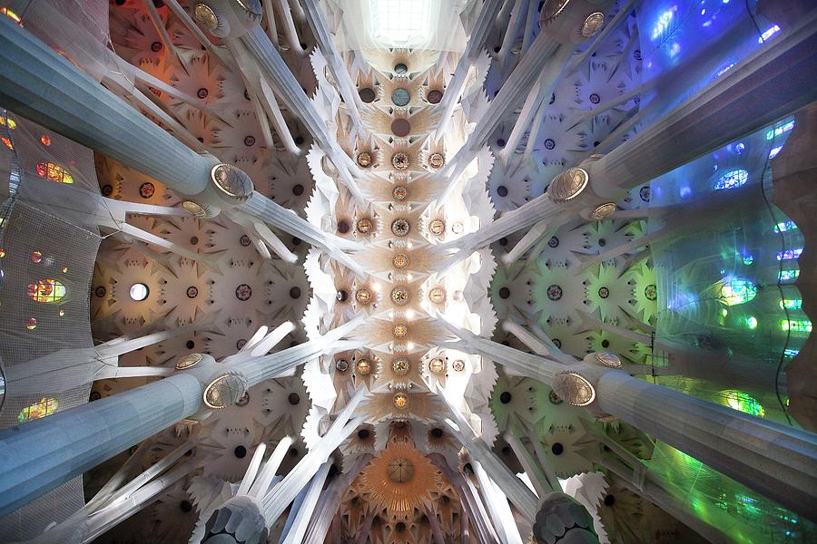 Ceiling At Sagrada Familia, Spain Digital Art by Anna Serrano