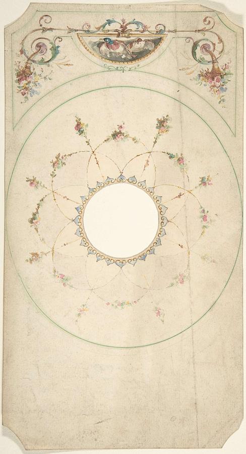 Ceiling Design with Center Cut Out Attributed to J. S. Pearse British, active 1854-68 Painting by J S Pearse