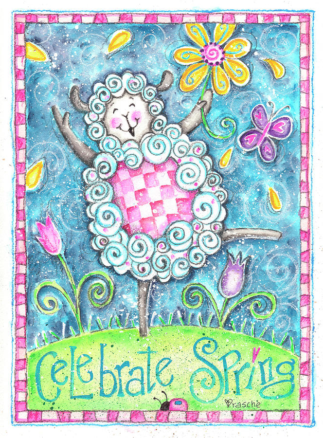 Sheep Painting - Celebrate Spring by Shelly Rasche