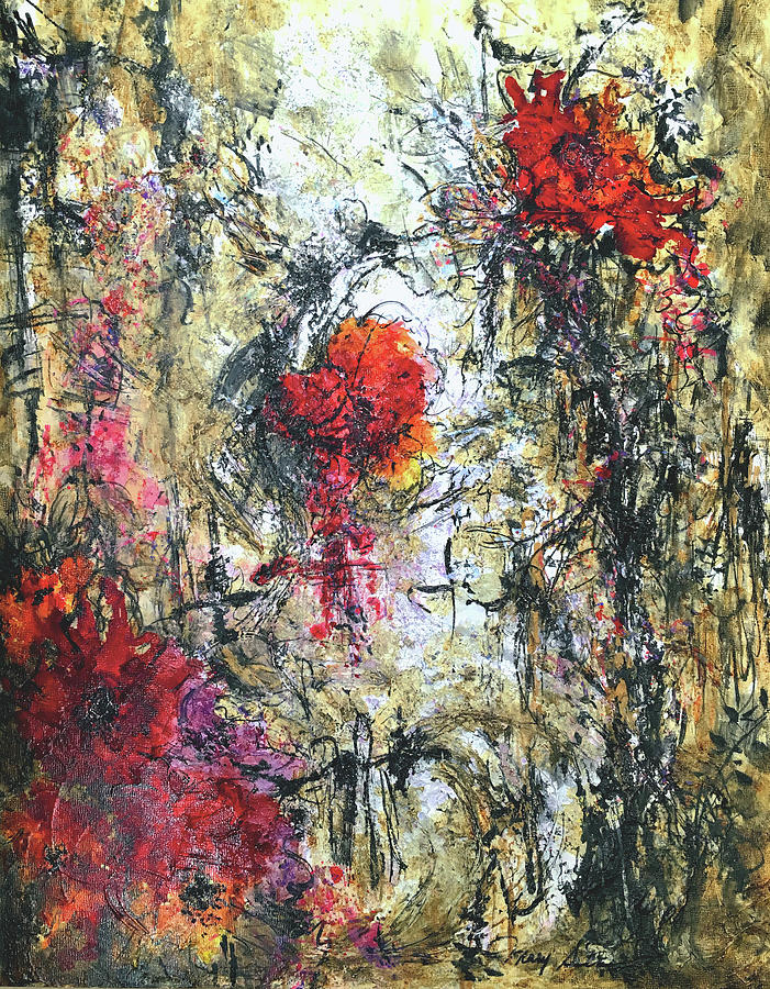 Celebrate With Red Flowers Painting by Mary Silvia