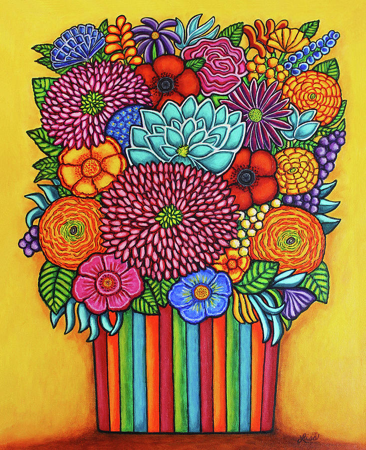 Celebration Rainbow Bouquet Painting by Lisa Lorenz