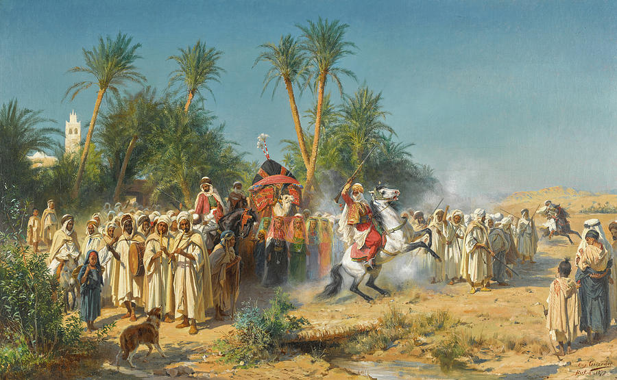 Musician Painting - Celebration in Biskra, 1879 by Eugene Girardet