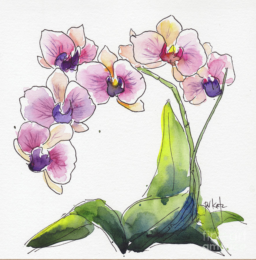Celebratory Orchid Painting by Pat Katz