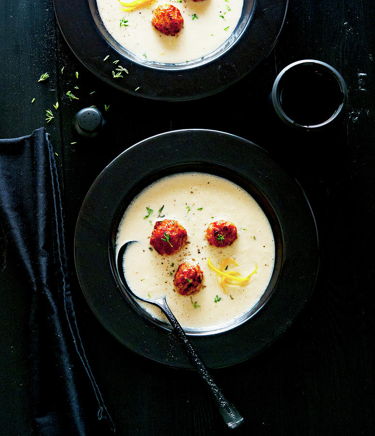 Celeriac And Orange Soup With Spelt And Thyme Balls Photograph by Udo Einenkel