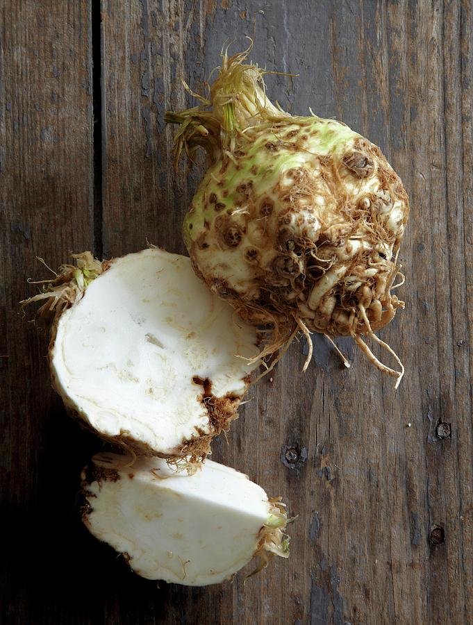 Celeriac On A Wooden Surface seen From Above Photograph by Antonis Achilleos