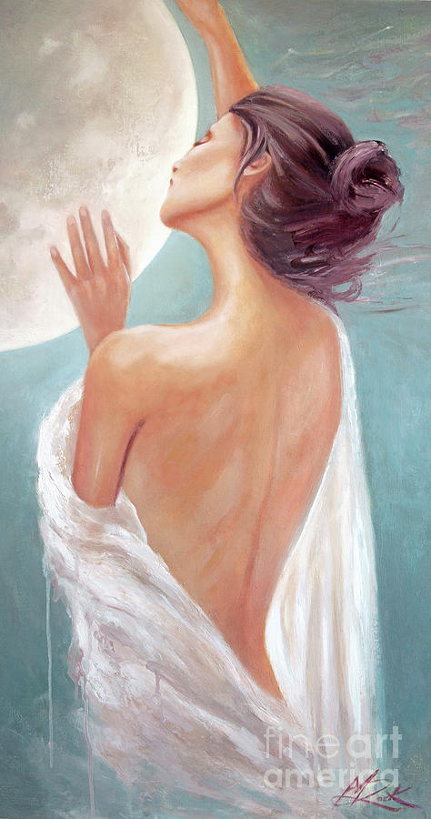 Celestial Moon Goddess Painting by Michael Rock