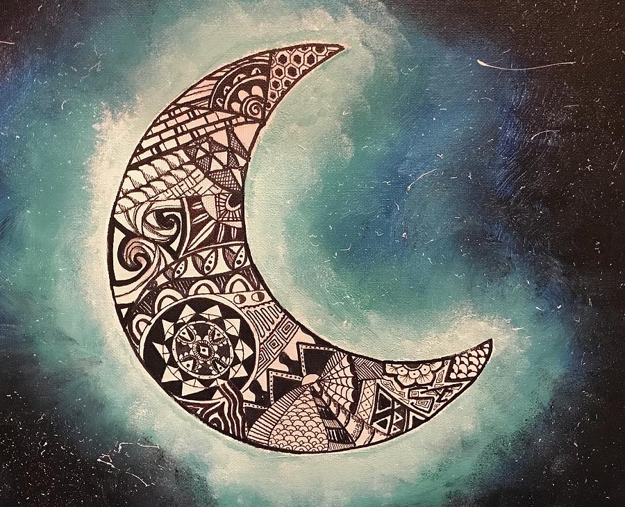 Celestial Moon Mixed Media by Shayna Elekman Fine Art America